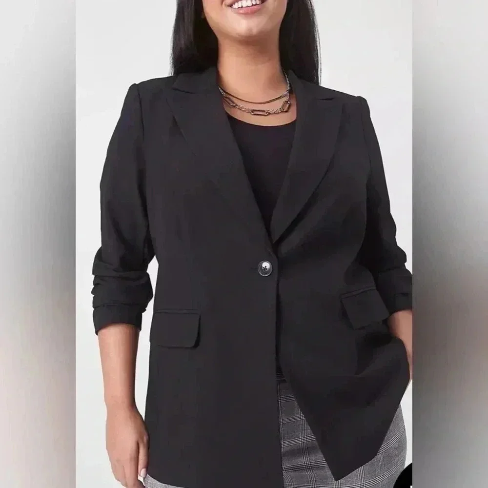 Lane Bryant Blazer, black, Buisness Casual, button front, pockets, work wear - Picture 1 of 8